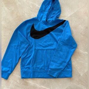 Nike Dri-Fit Long Sleeve Polyester Therma Hoodie Sweatshirt Blue Black Mens Med